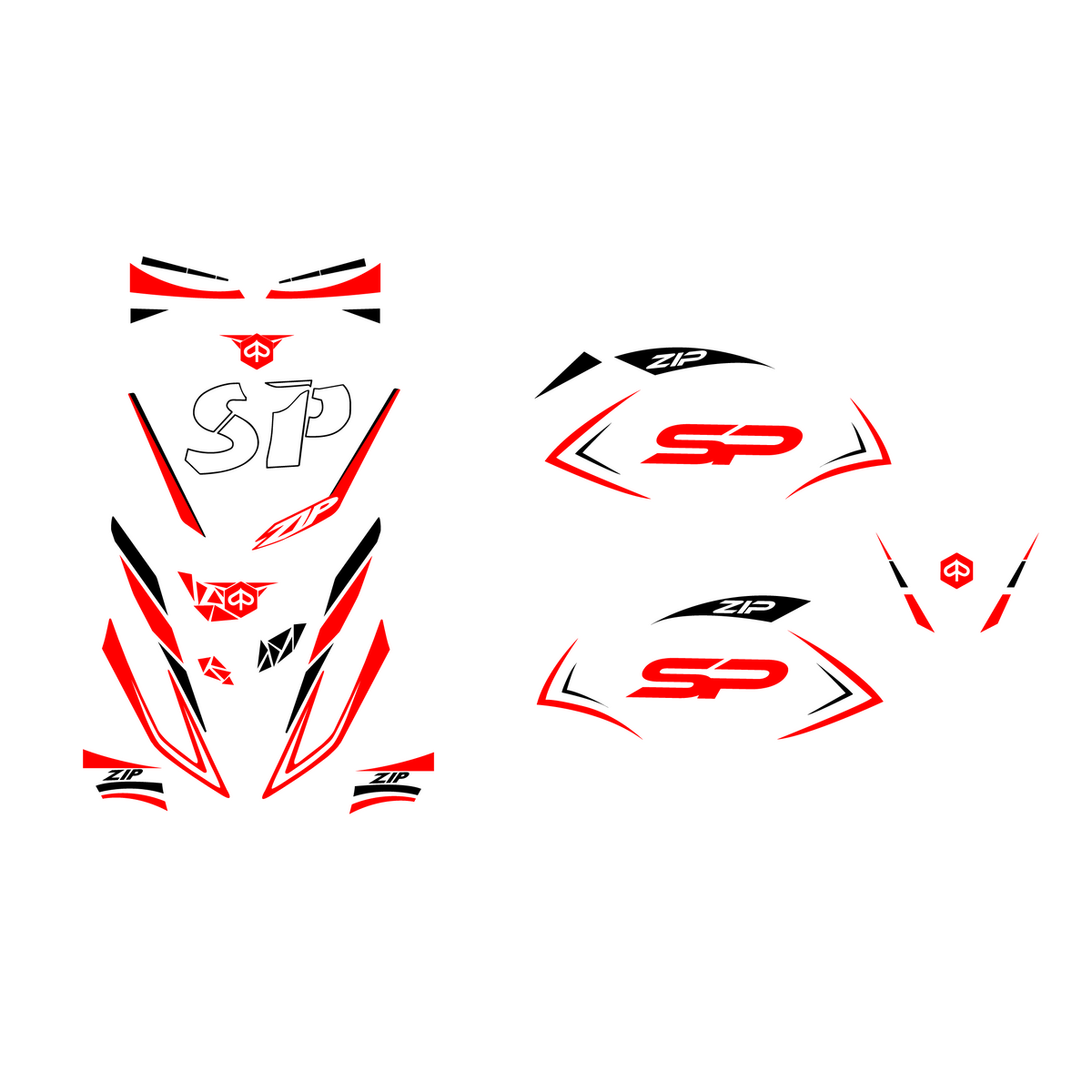 Stickerset Zip SP H2O Custom Duo Color - Piaggio Zip