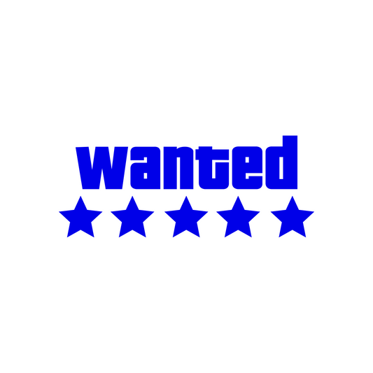 Wanted 5 Star Sticker - 18x7 CM