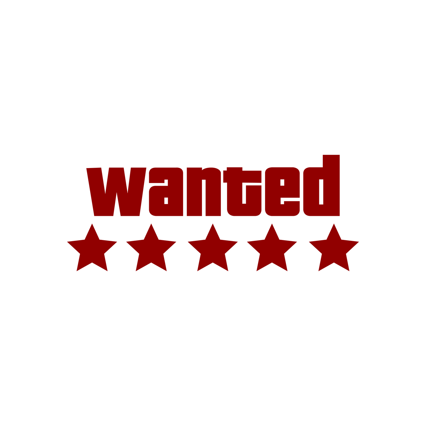 Wanted 5 Star Sticker - 18x7 CM