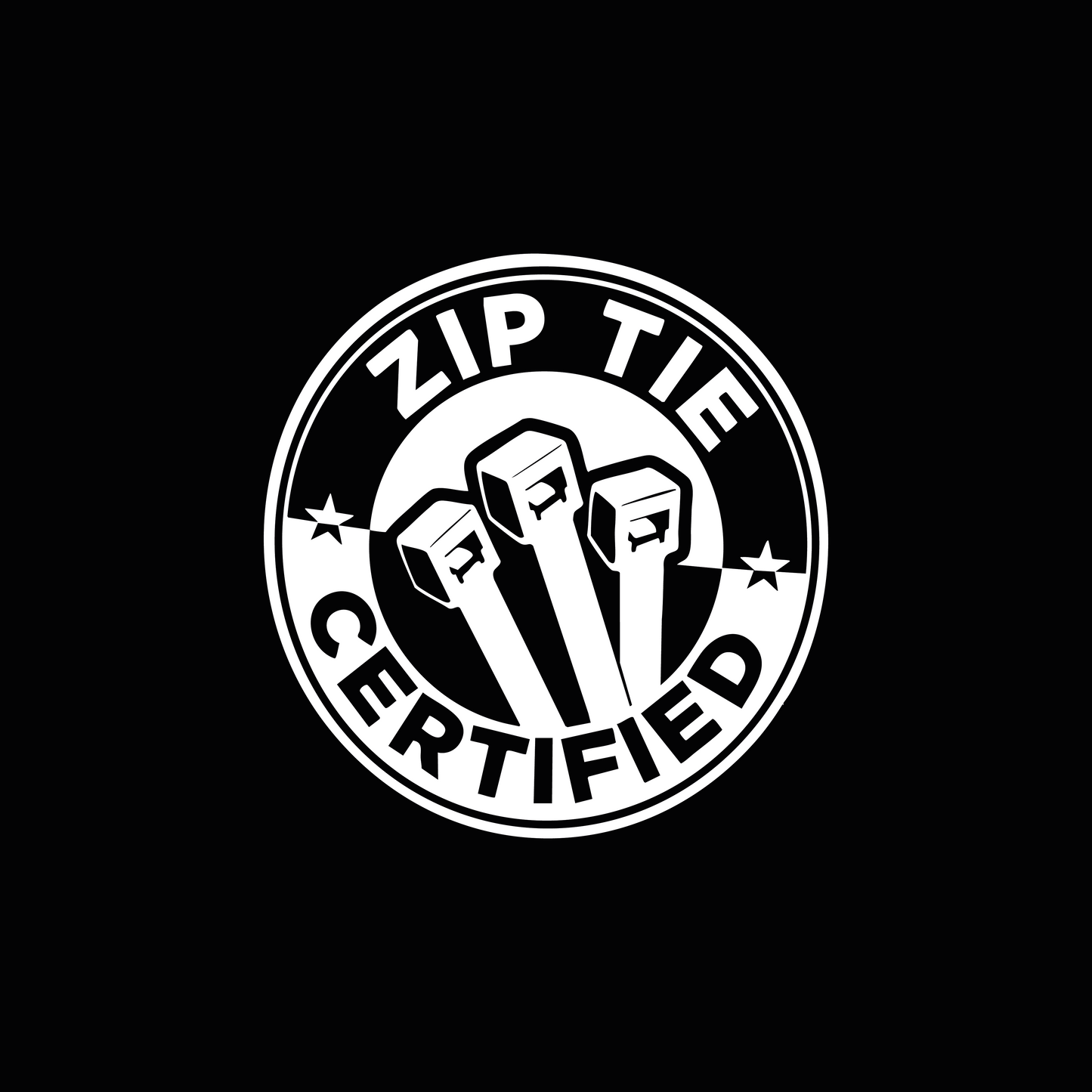 Sticker Ziptie Certified Wit - 8x8CM