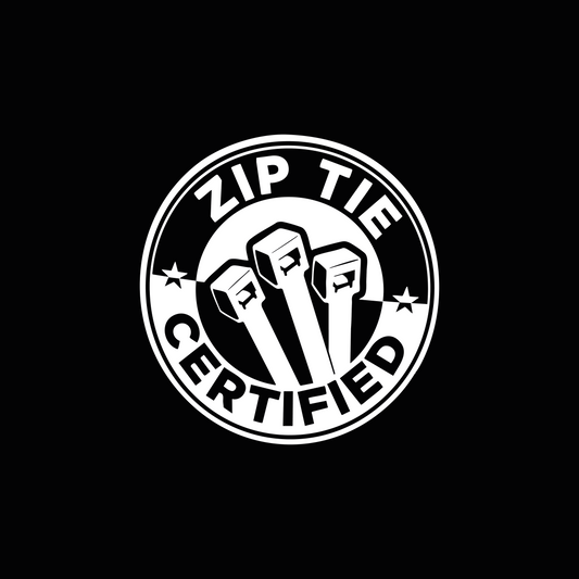 Sticker Ziptie Certified Wit - 8x8CM