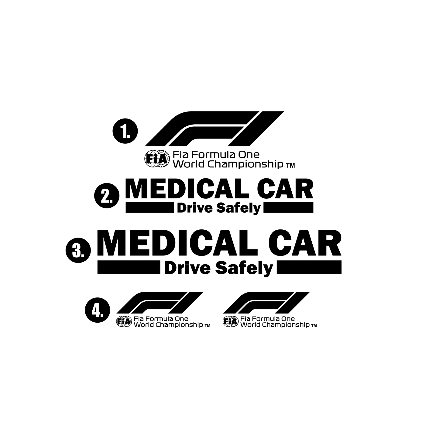 Formula One Medical Car Stickerset Auto